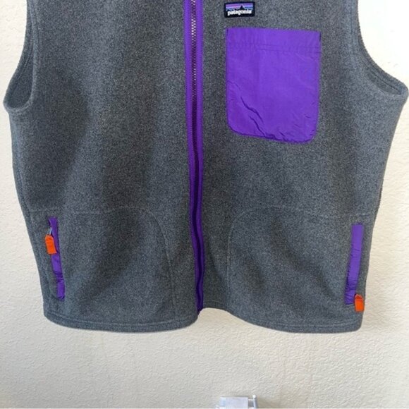 Patagonia Men’s Synchilla Grey with Purple Accents Vest Size XLarge - Picture 6 of 7